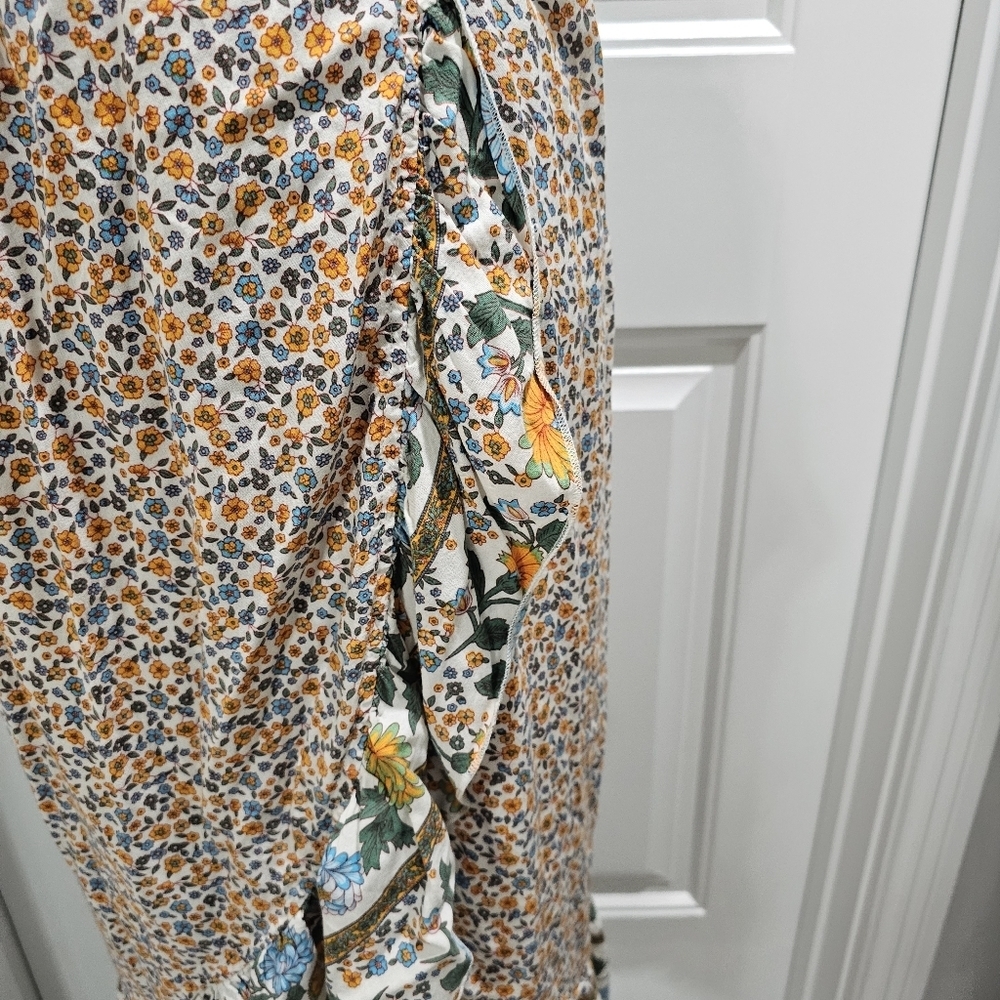 ZESICA Summer Boho Floral Printed Wrap V-Neck Beach Party Flowy Size Small - Picture 11 of 16